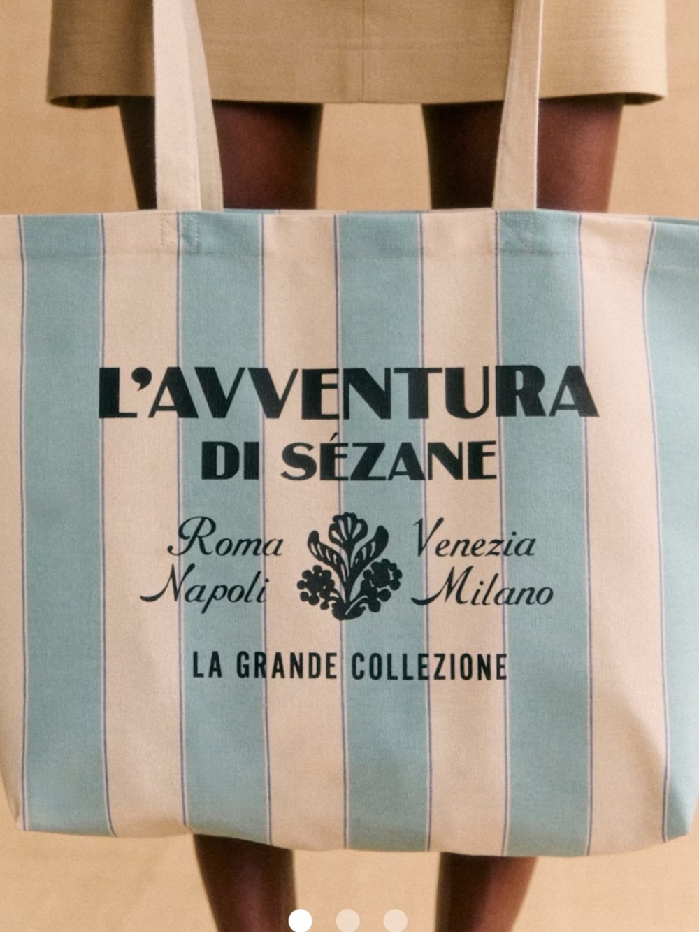 Sézane Blue and Cream Striped Canvas Tote - Picture 8 of 13